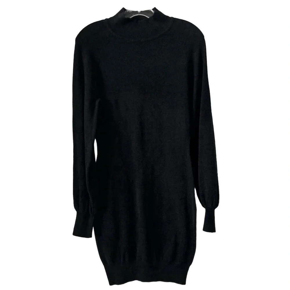 Exlura Women's Black Sweater Dress M Long Sleeve Bodycon High Neck